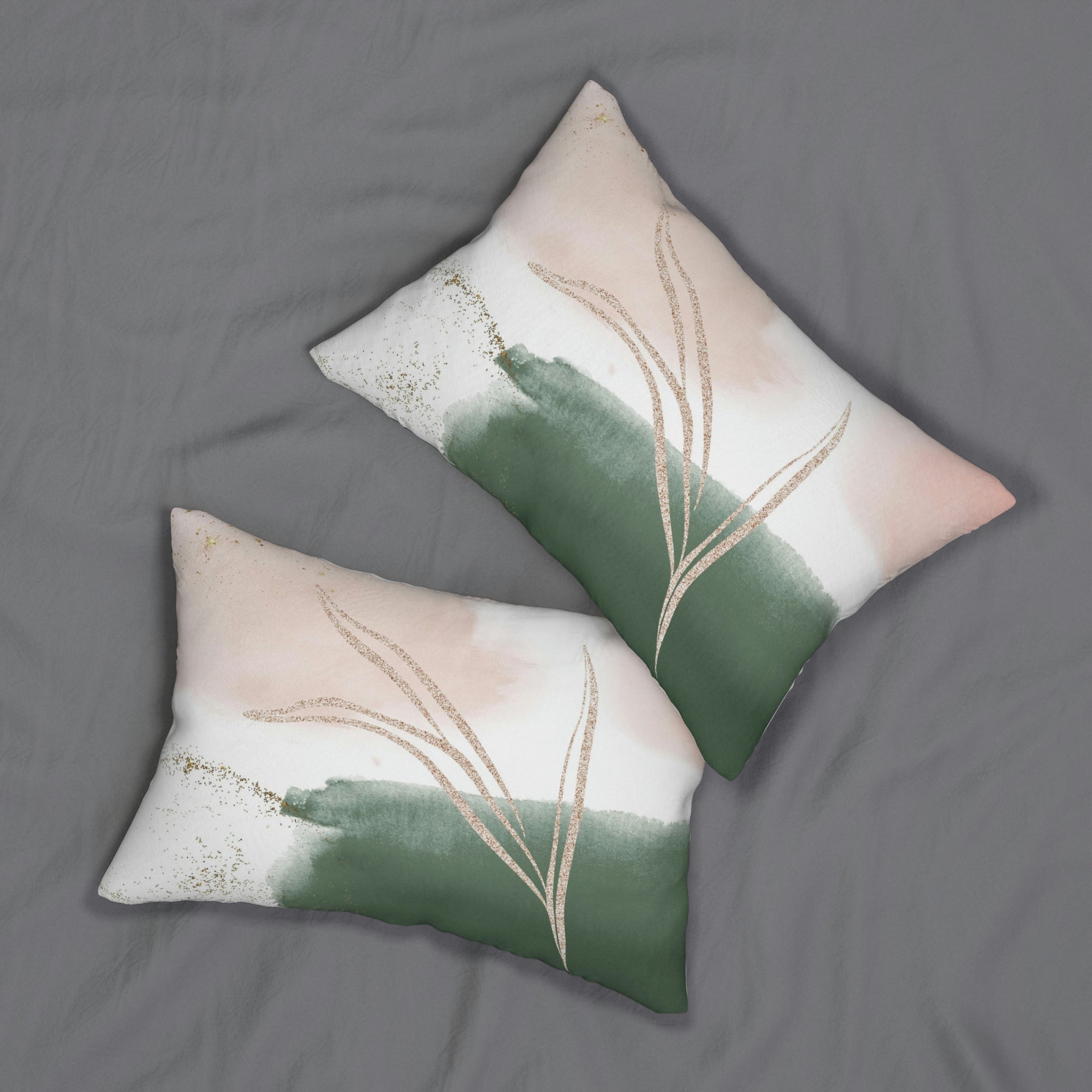 Abstract Lumbar Pillow | Sage Green Blush