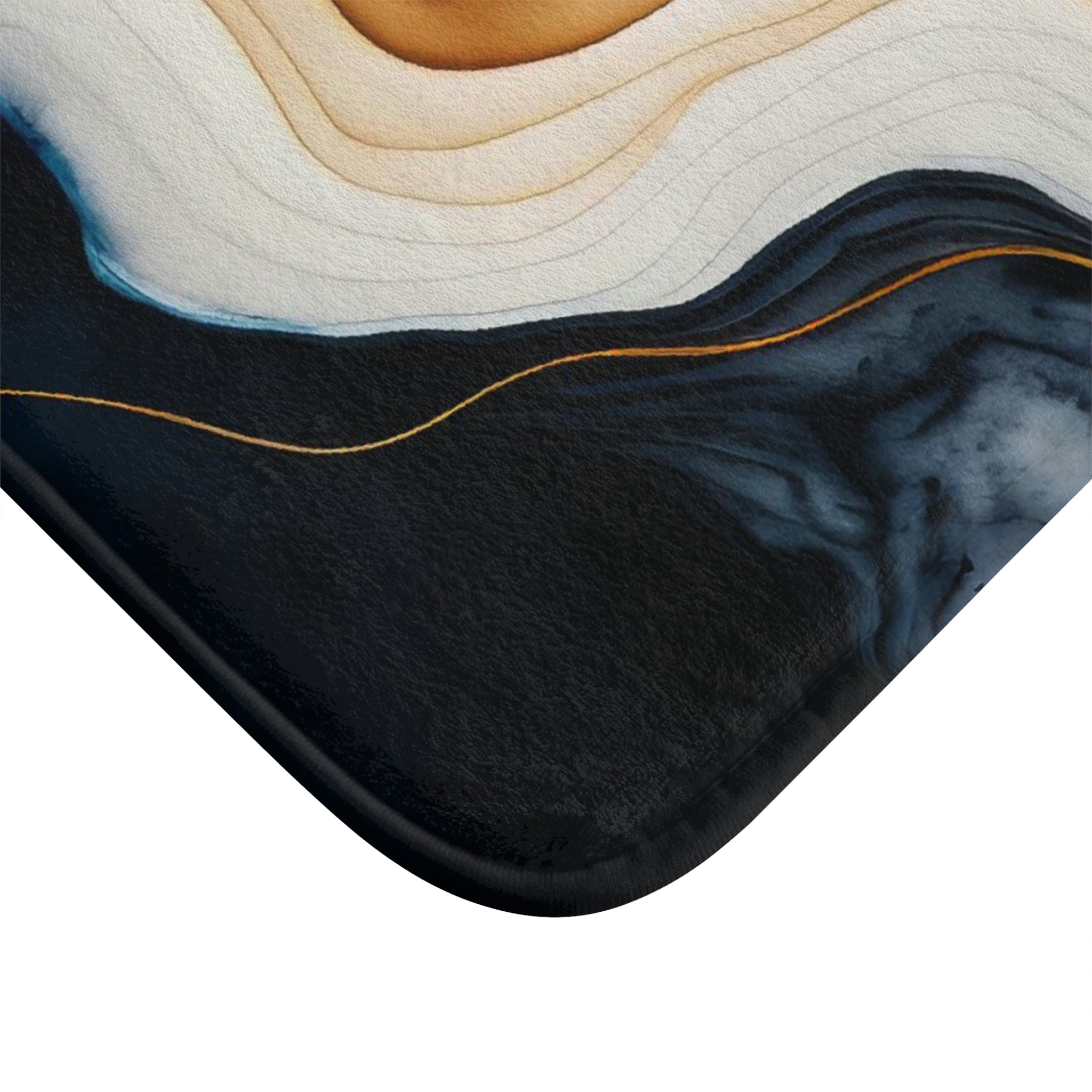 Navy Blue Beige Earthy Ombre Bath Mat