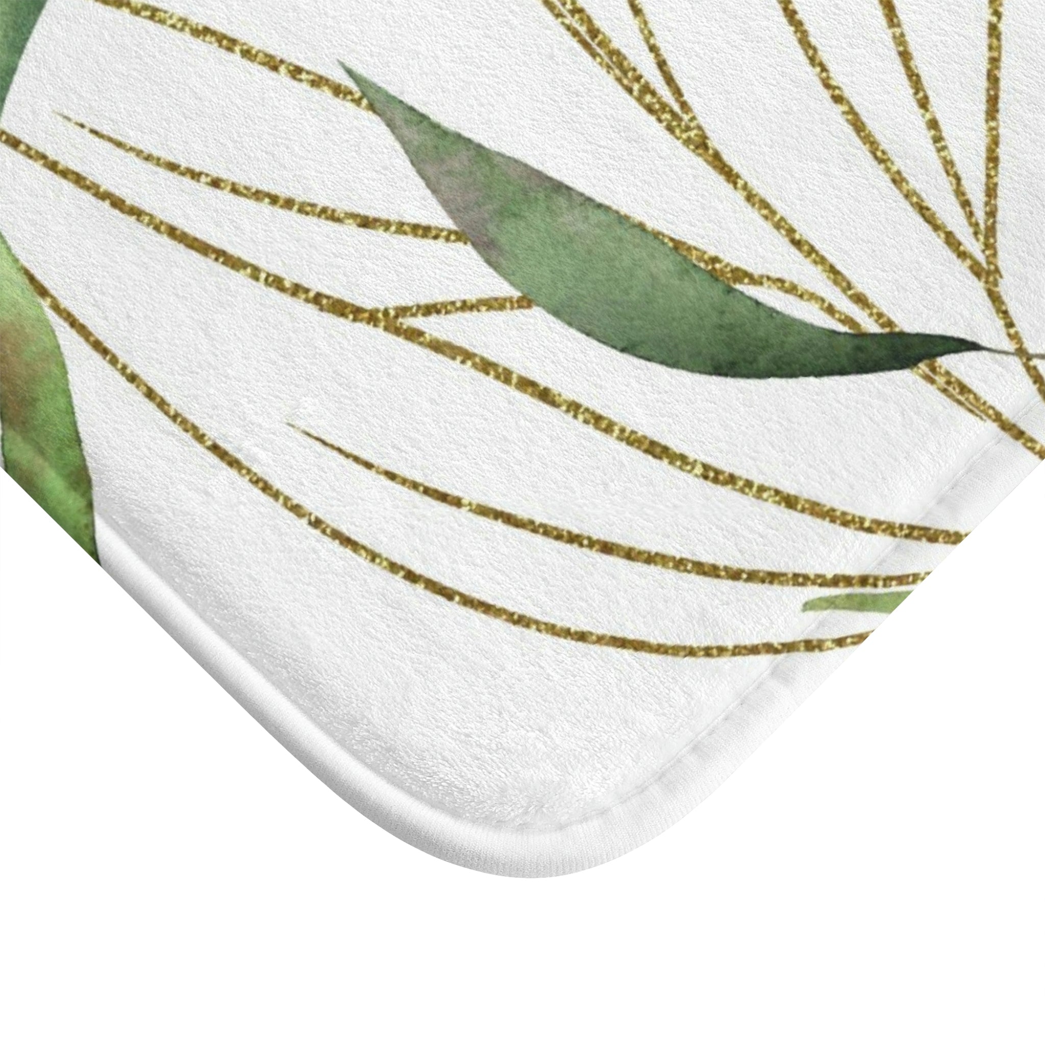 Floral Bath, Kitchen Mat | White Sage Green Leaves