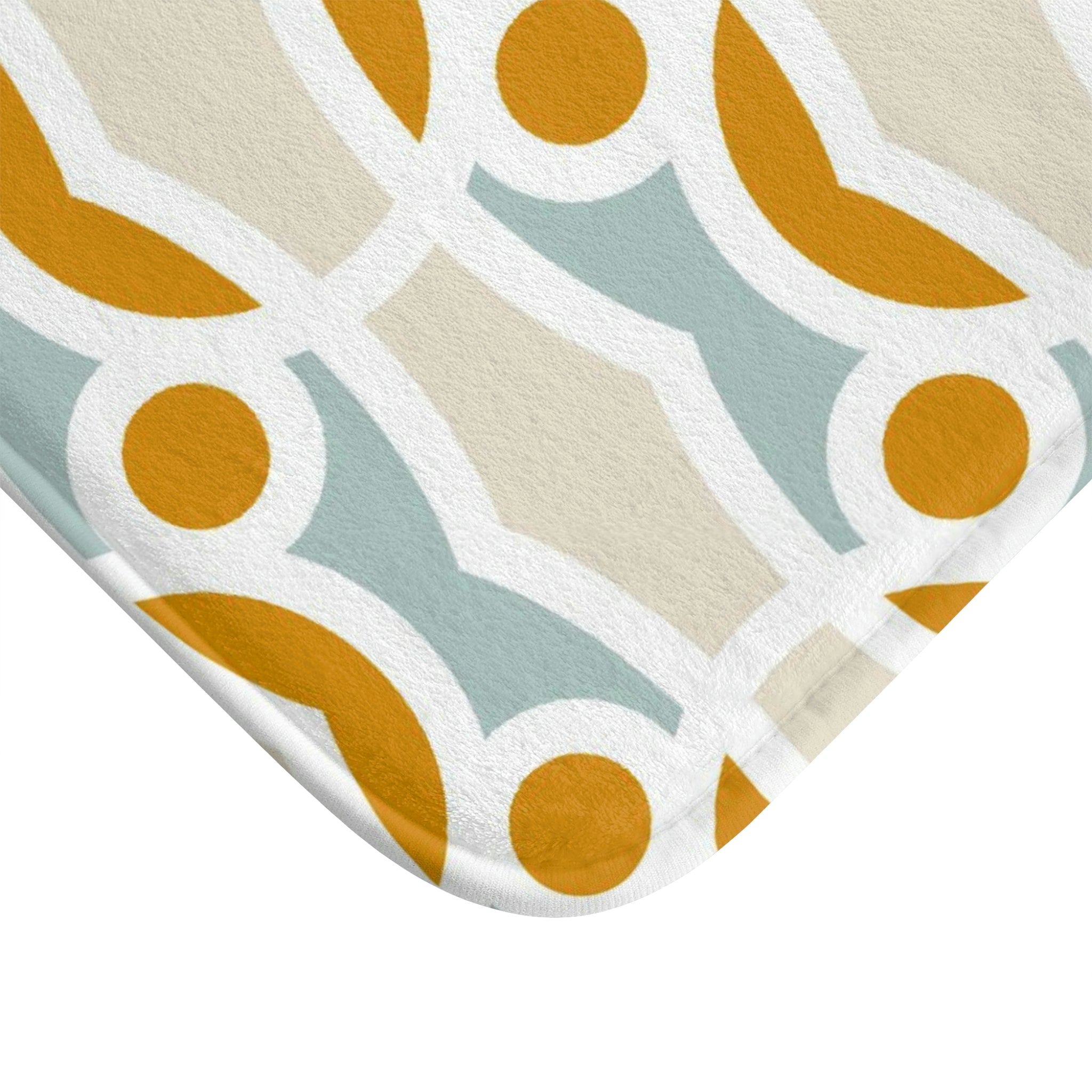 Boho Abstract Bath, Kitchen Mat | Blue Mid-Century Minimalist