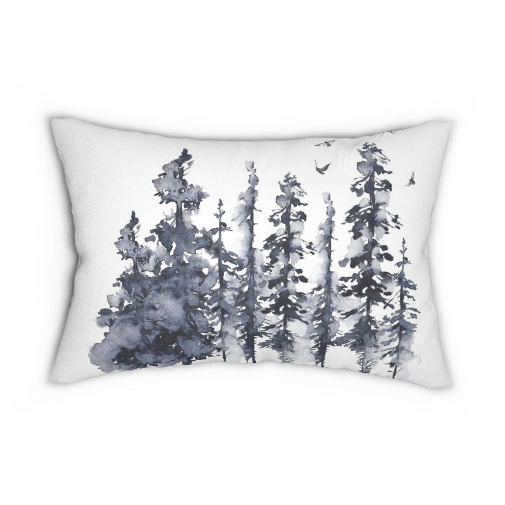 Whimsical Boho Lumbar Pillow | Indigo Blue White