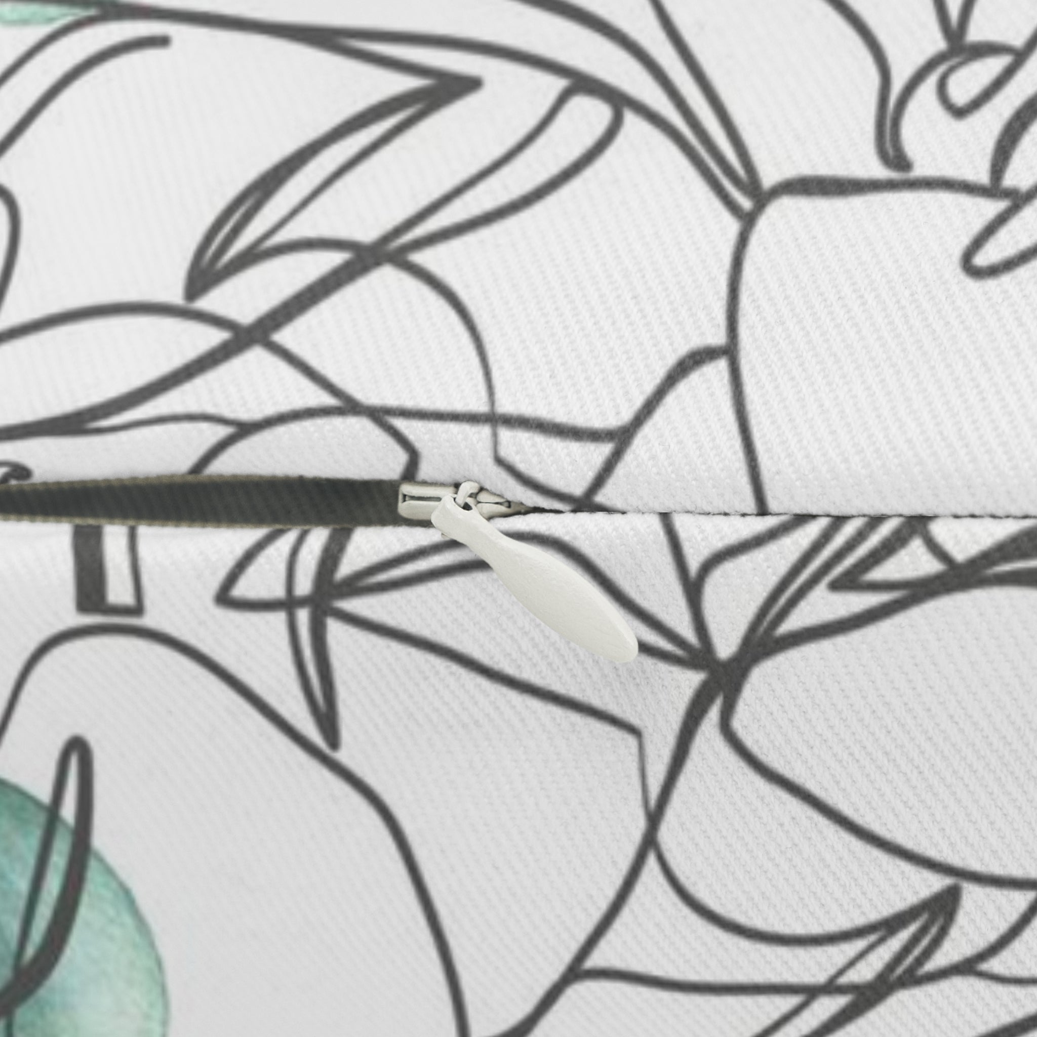 Boho Lumbar Pillow | Black White Line Art Floral
