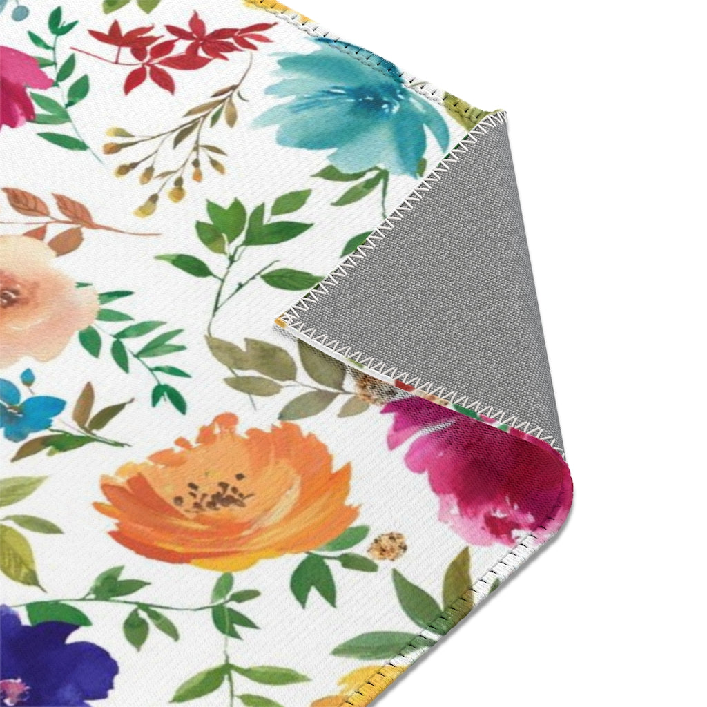 Floral Area Rug | Purple Pink Teal