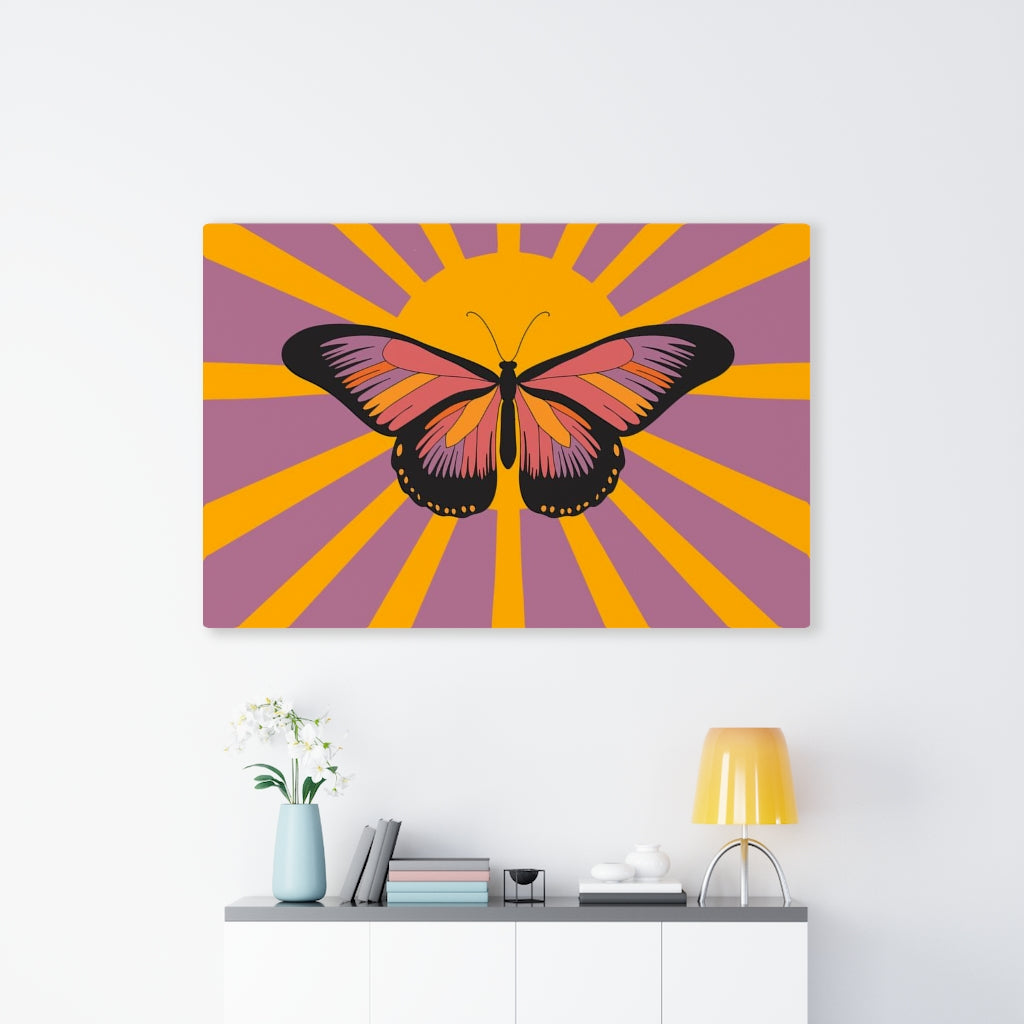 RETRO WALL CANVAS ART | Orange Purple Butterfly