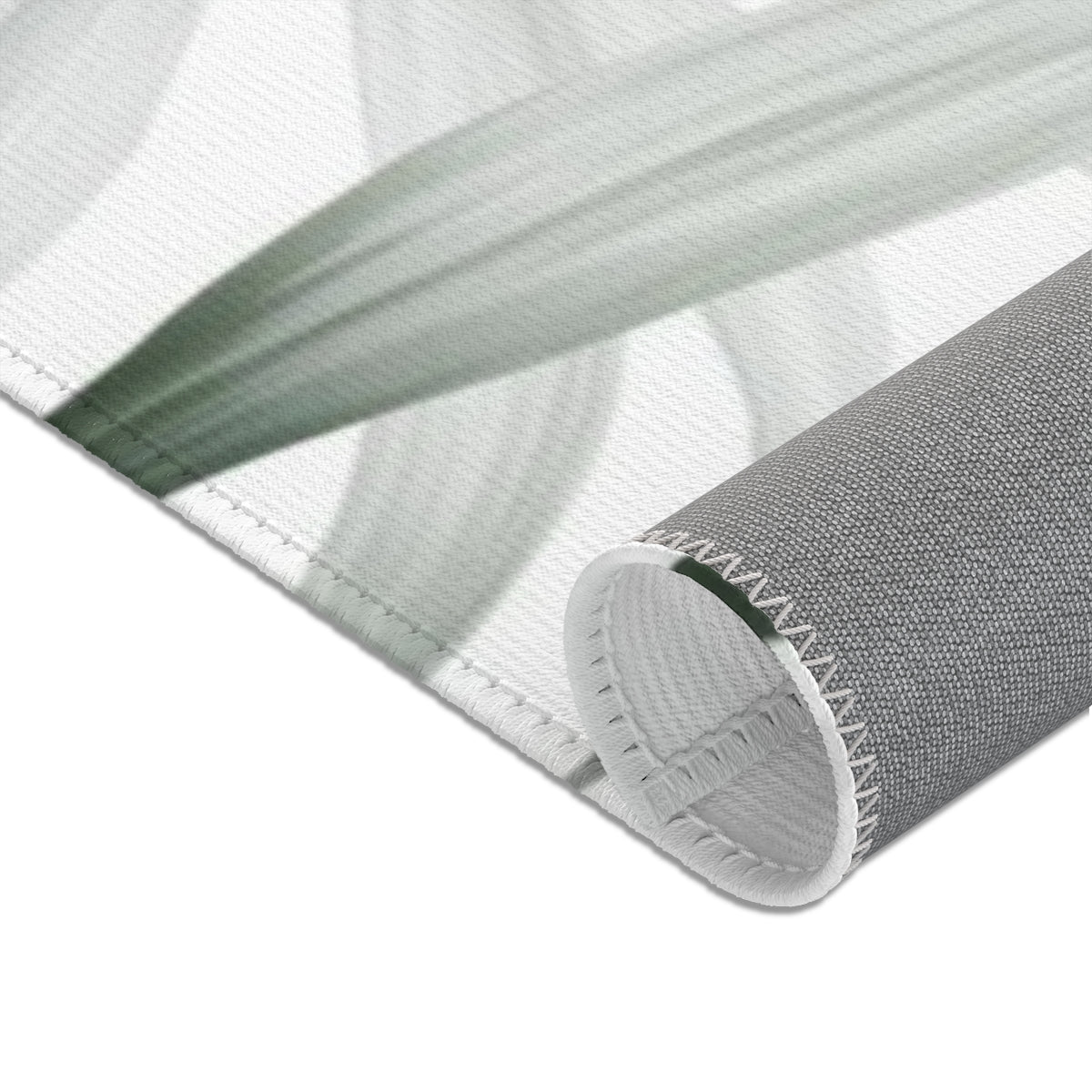 Floral Area Rug | Green Silver White Jungle Leaves