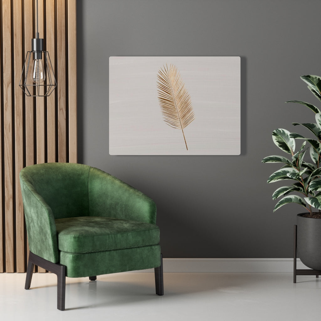 Modern Wall Canvas Art | Beige Gold Feather