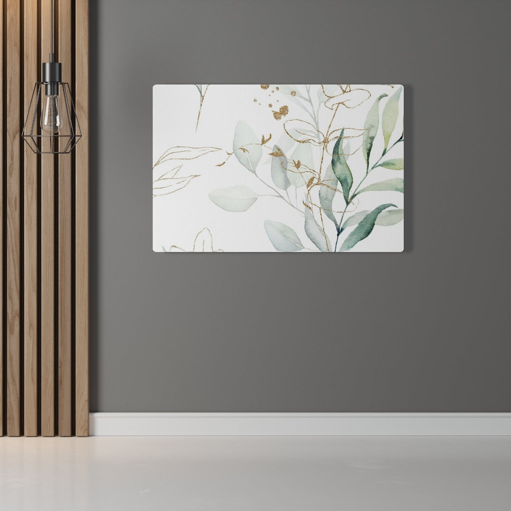 FLORAL WALL CANVAS ART | White Green Gold