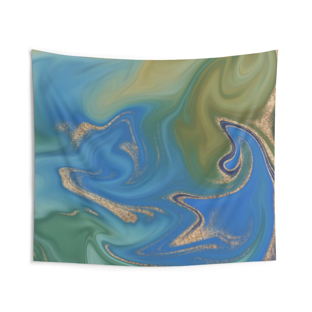 Abstract Tapestry | Royal Blue Green Gold