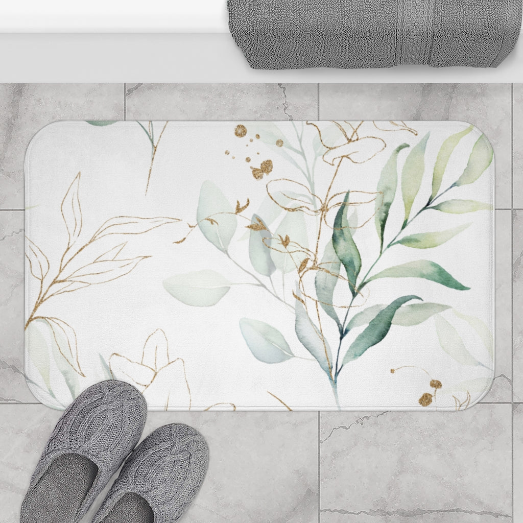 modern floral bath mat