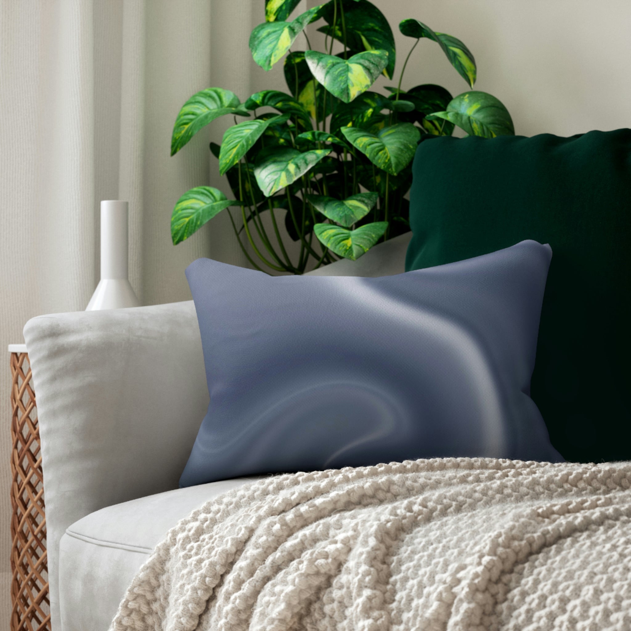 Boho Lumbar Pillow | Navy Blue Ombre Abstract