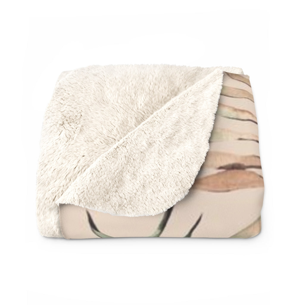 Floral Comfy Blanket | Beige Palm Leaves