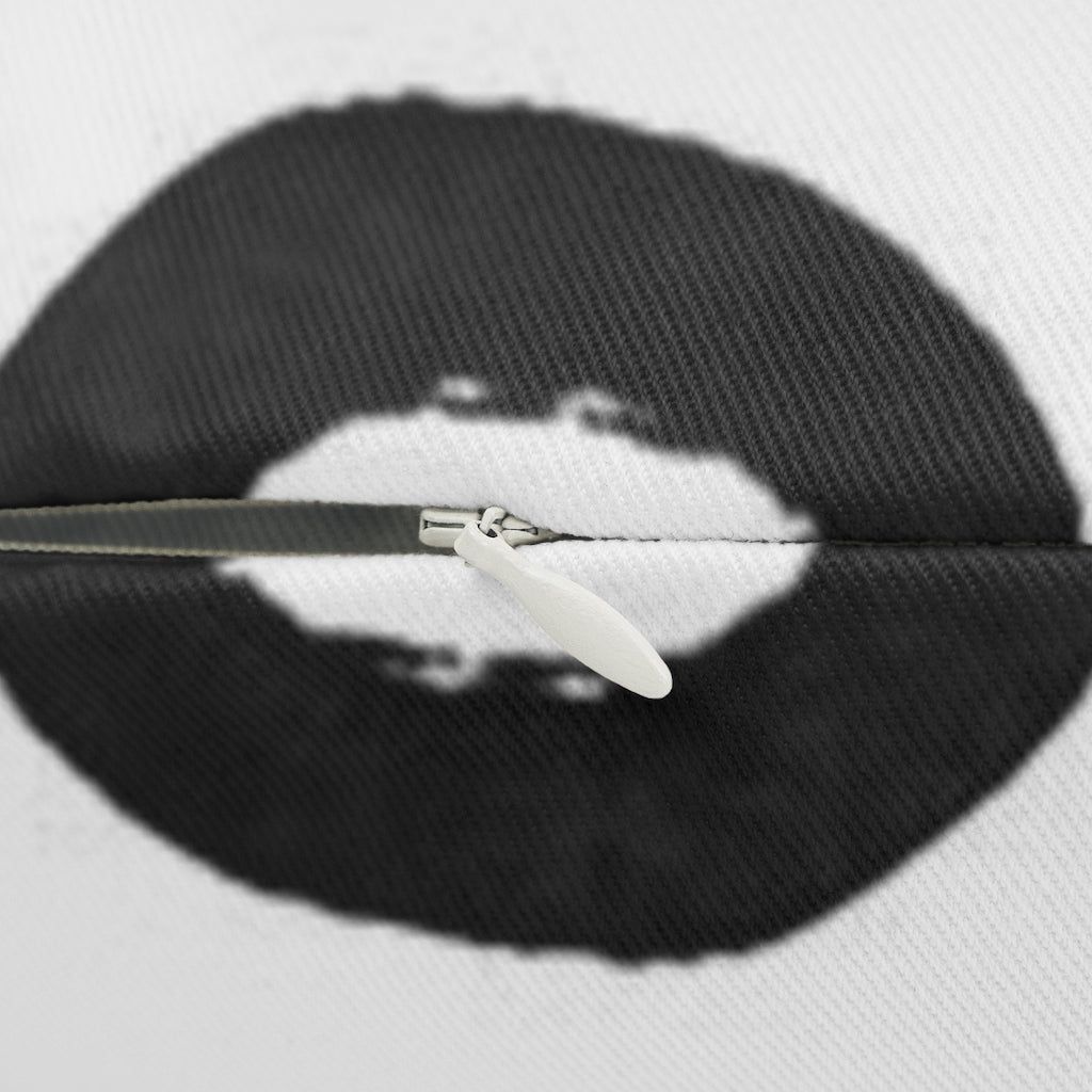 Abstract Boho Lumbar Pillow | White Black Minimalist Lines