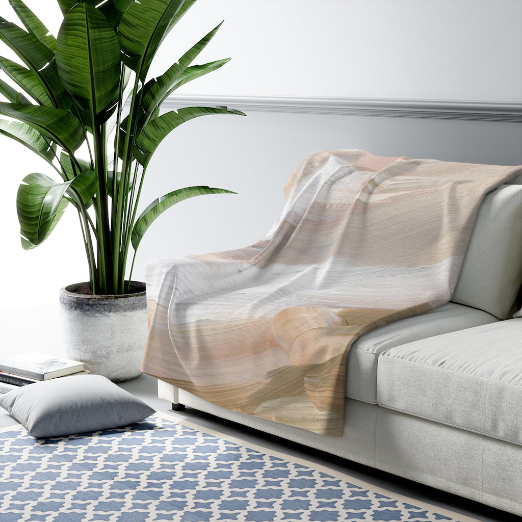 Acrylic Comfy Blanket | White Beige Green