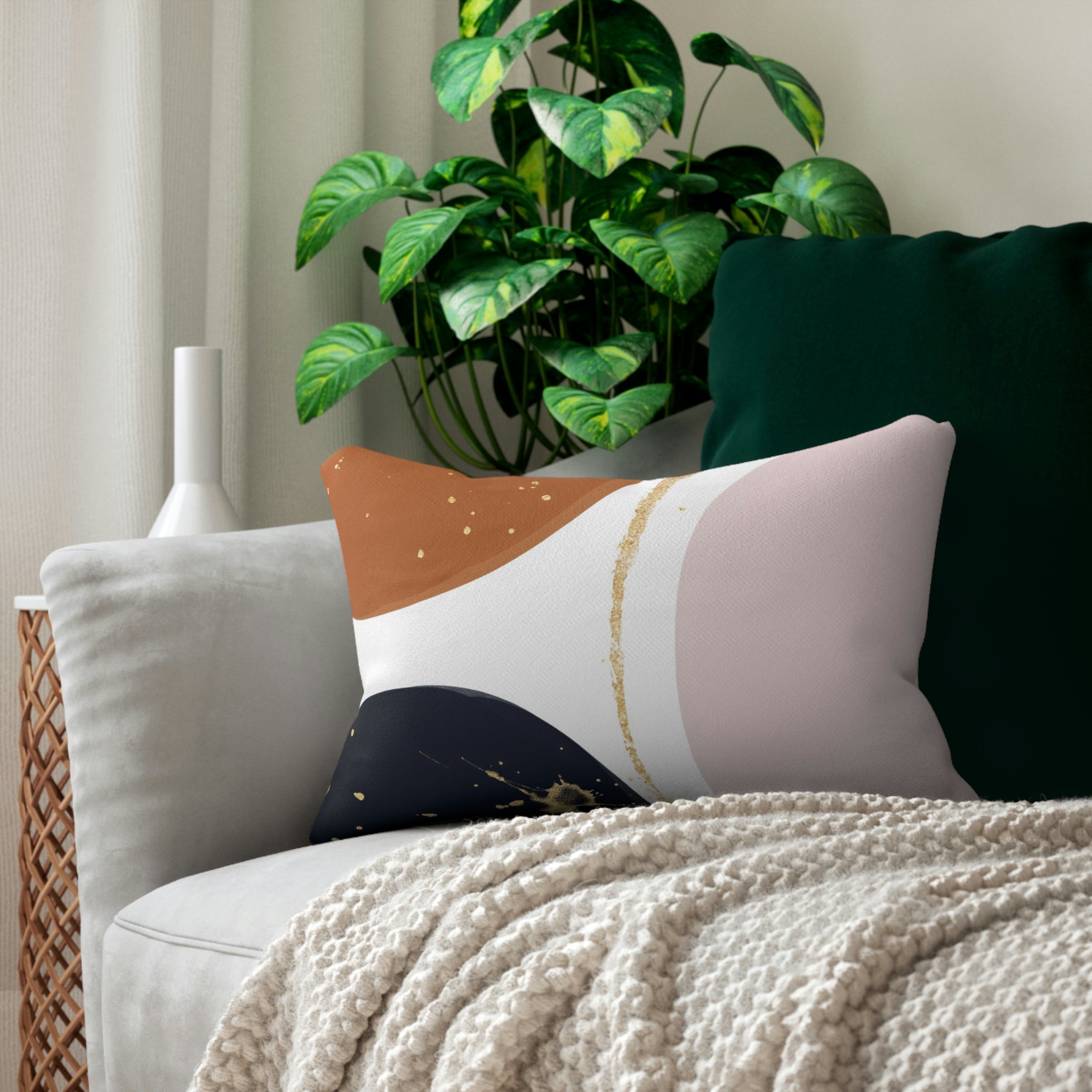 Abstract Lumbar Pillow | Navy White Rust