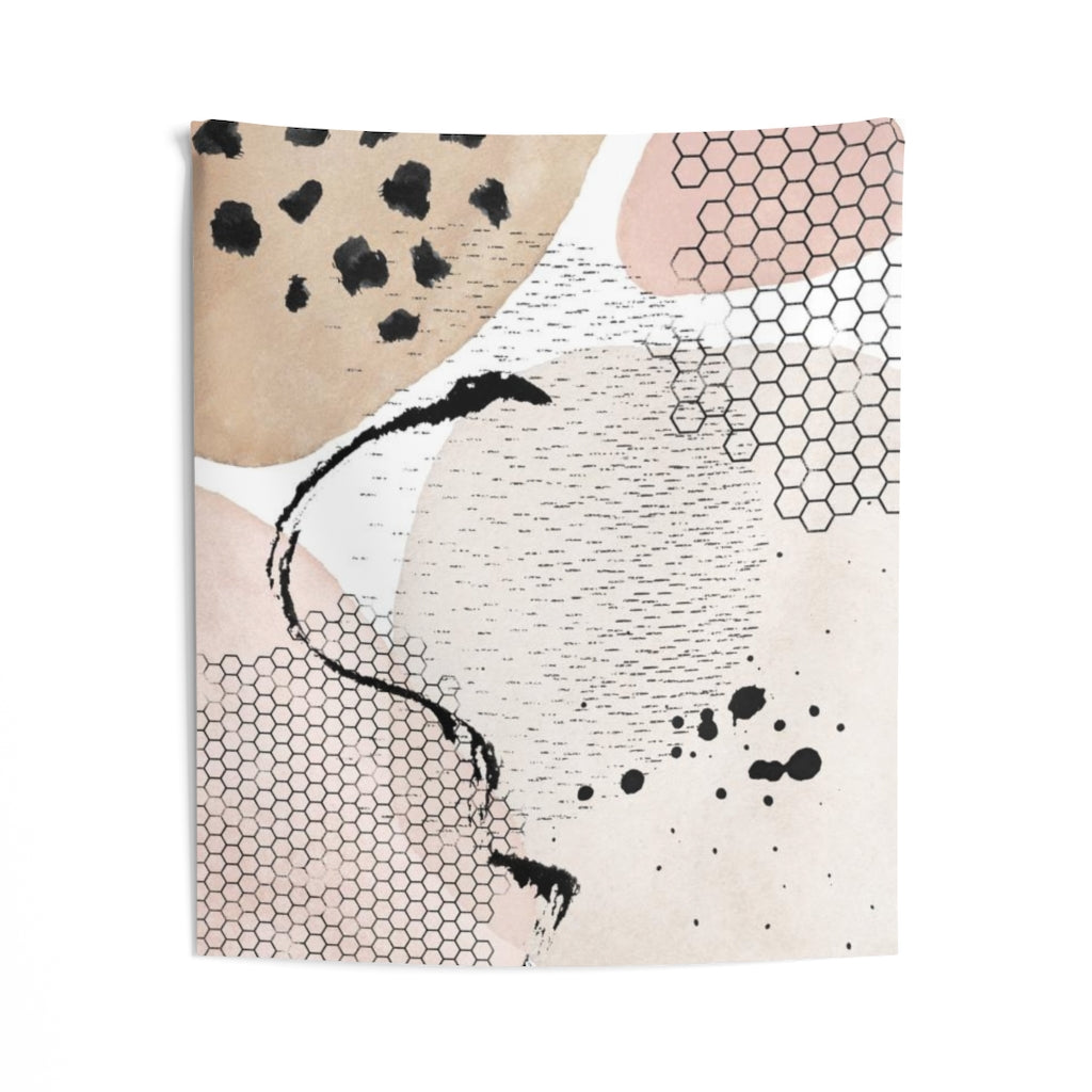 Abstract Tapestry | Beige Blush Pink Black