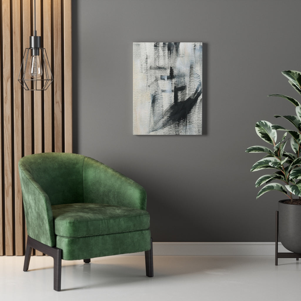 Abstract Canvas Art | White Beige Black