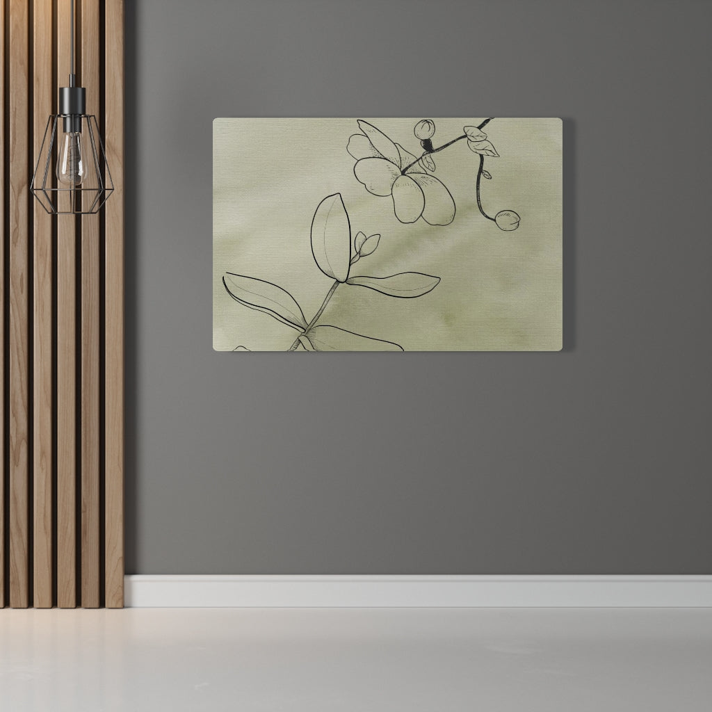FLORAL WALL CANVAS ART | Green Line Art Flowers