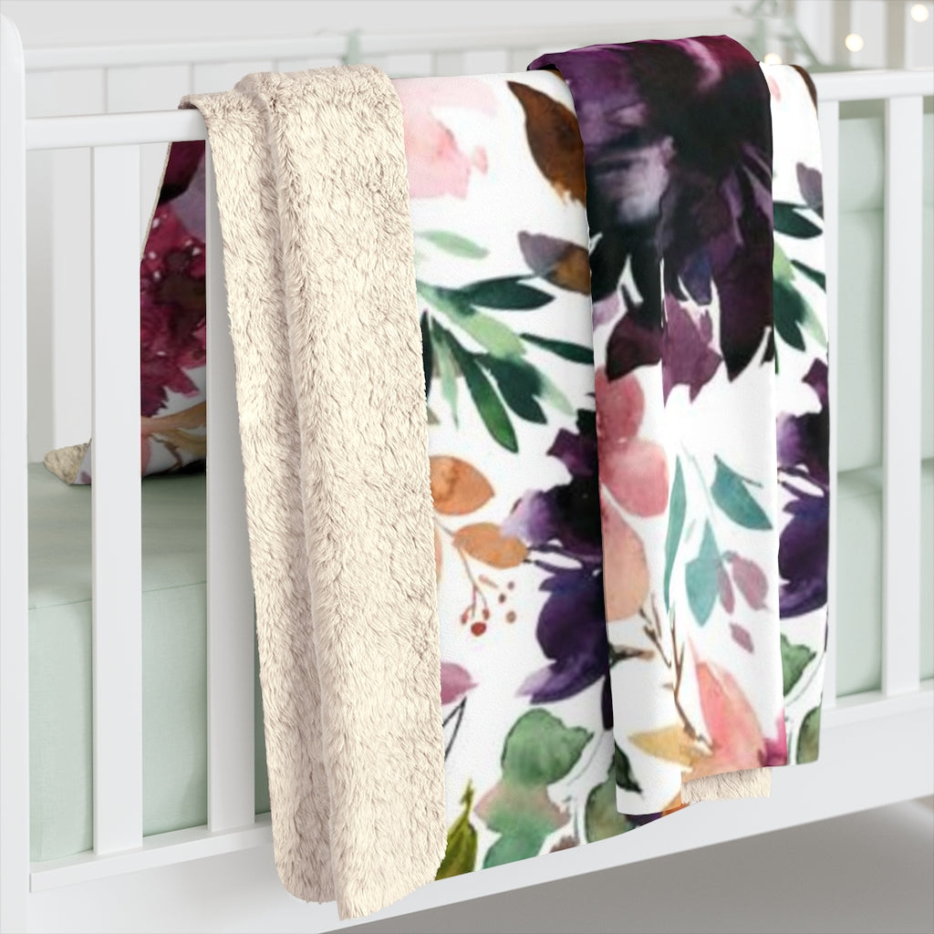 Floral Comfy Blanket | Burgundy Wine Flowers