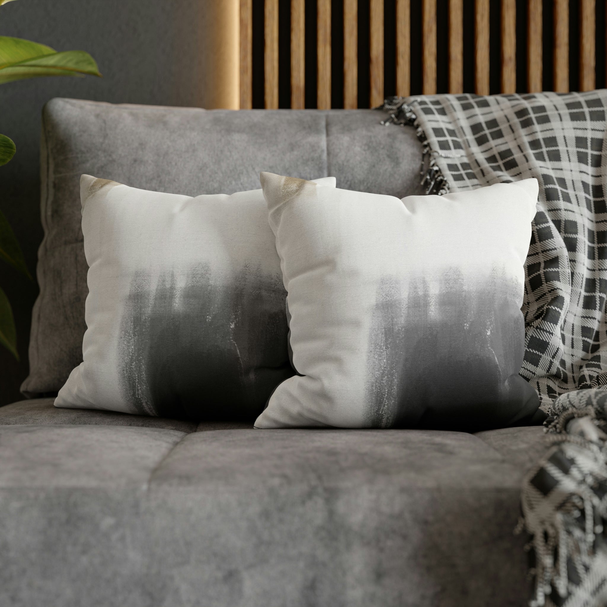 Abstract Boho Pillow Cover | Grey White