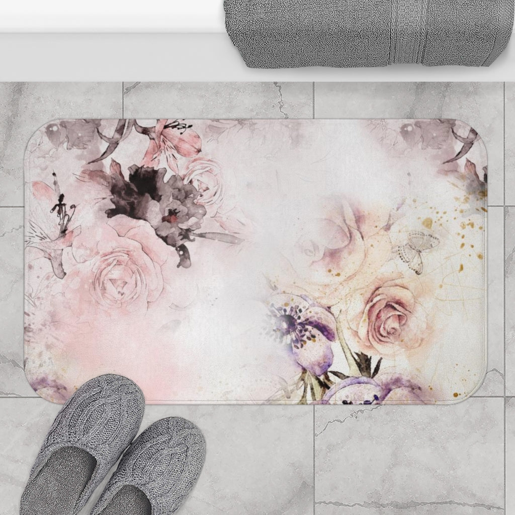 modern floral bath mat