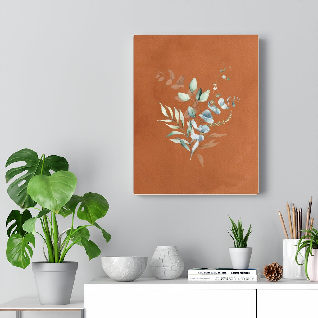 FLORAL WALL CANVAS ART | Terracotta Green Eucalyptus