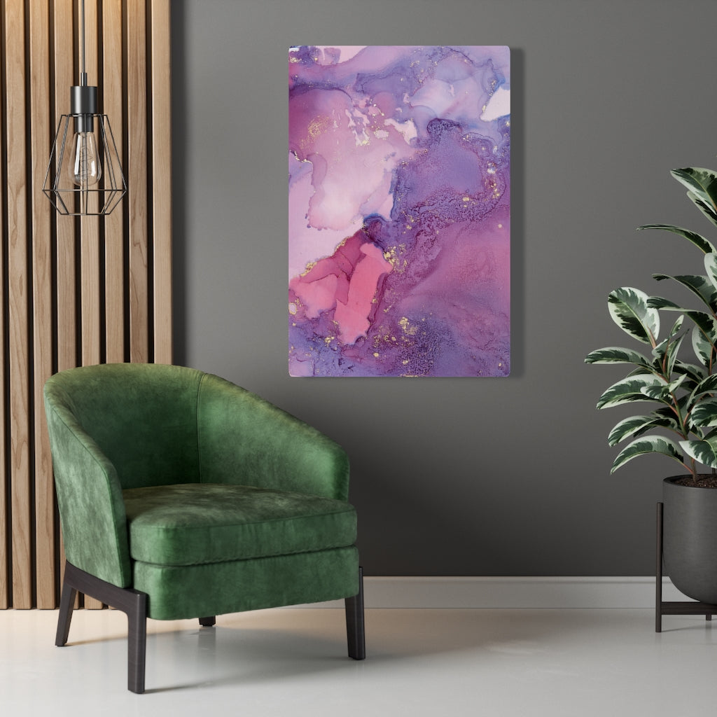 Abstract Canvas Art | Purple Pink Gold