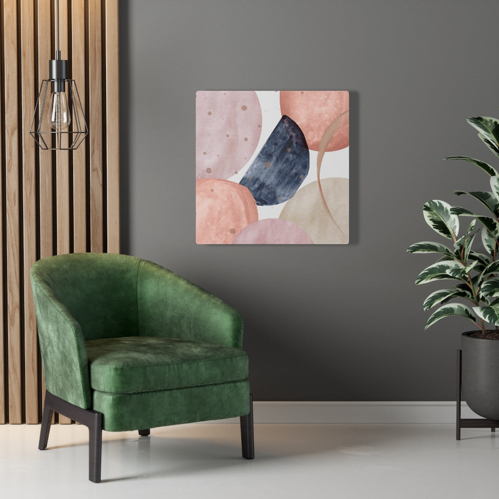 Abstract Canvas Art | White Navy Blue Pink