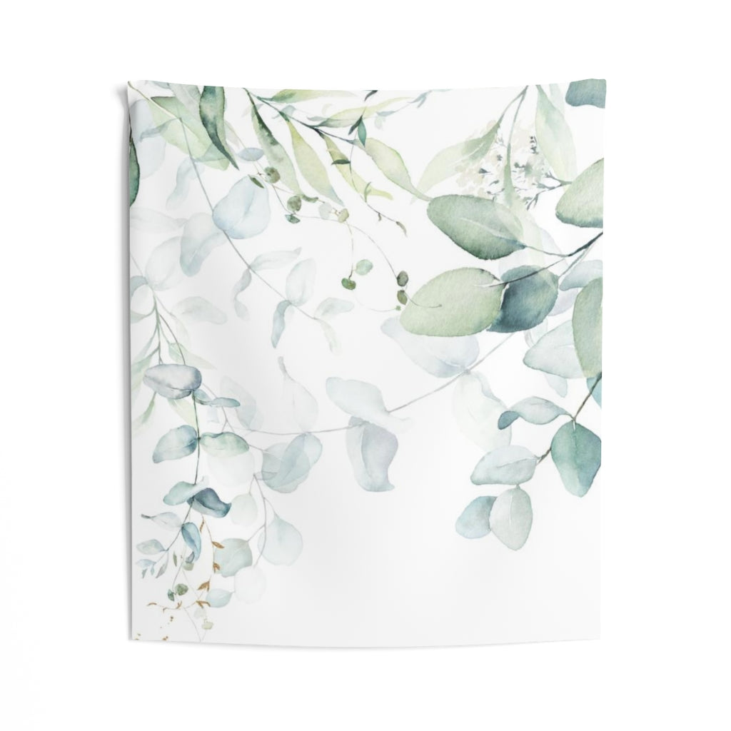 Floral Tapestry | White Green Eucalyptus Leaves