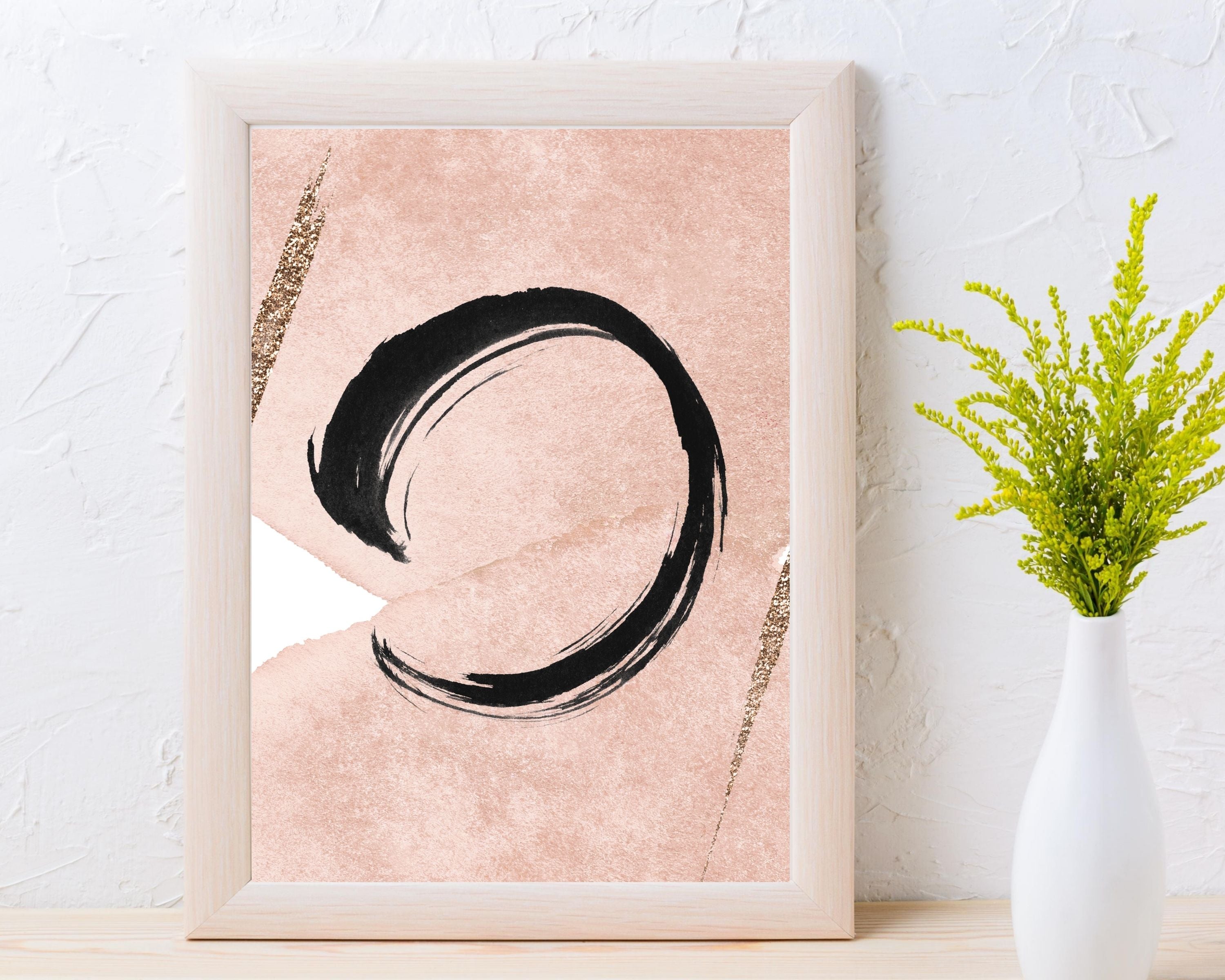 Abstract Boho Art Prints | Blush Pink Black Gold
