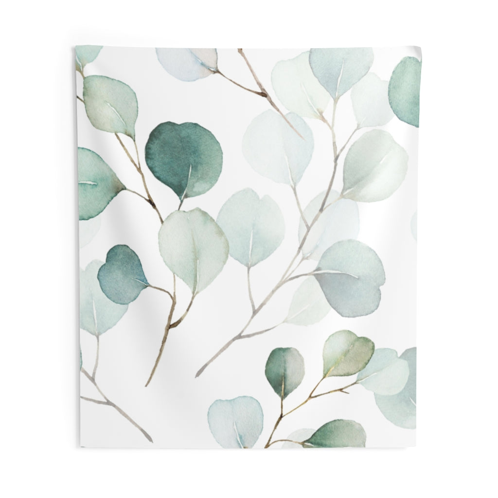 Floral Tapestry | White Green Gold Eucalyptus Leaves