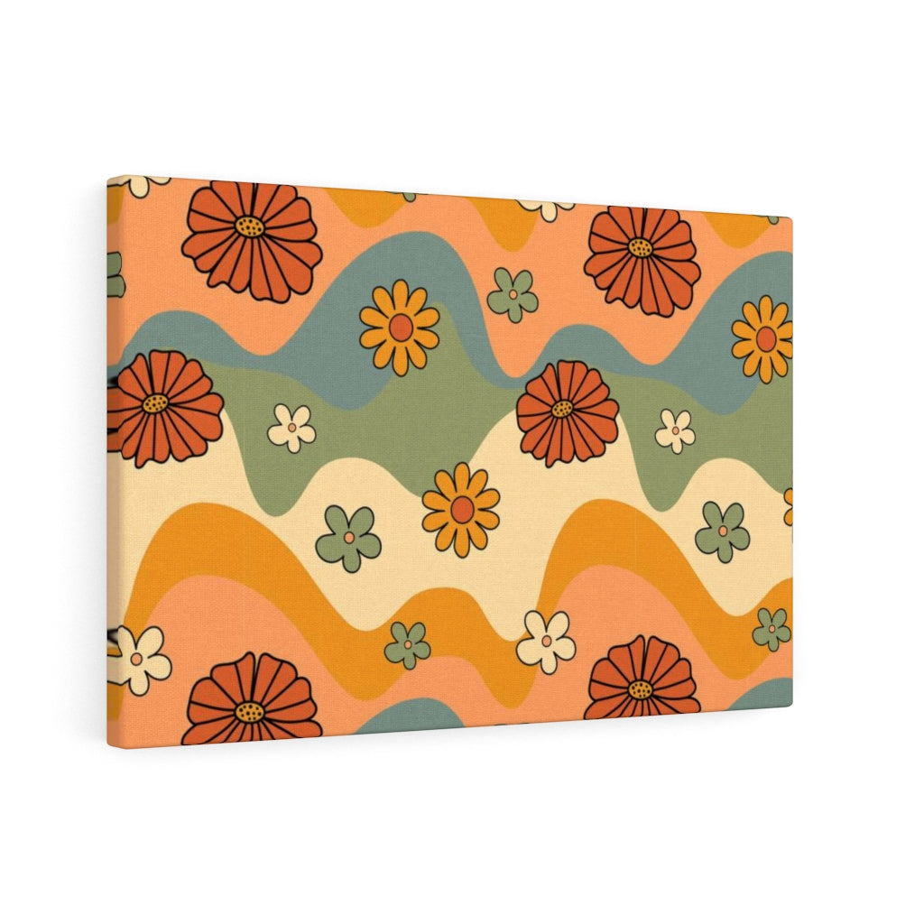 FLORAL WALL CANVAS ART | Retro Yellow Orange Green