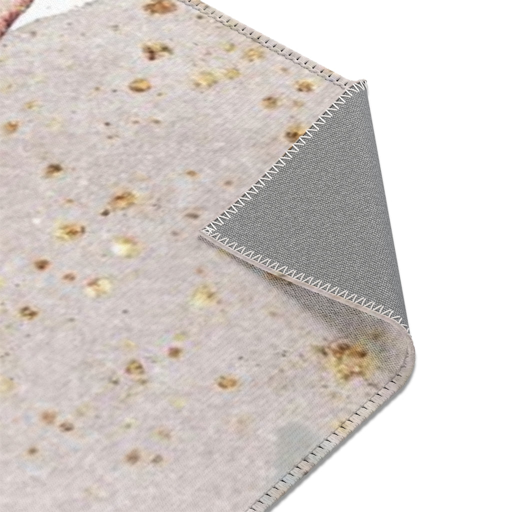 Abstract Area Rug | Purple Beige Pink Gray Gold