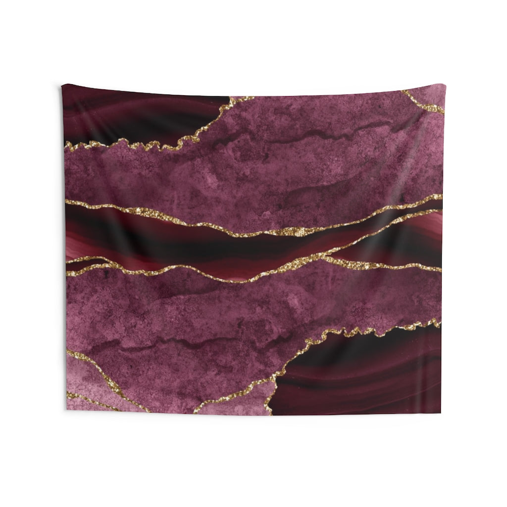 Abstract Tapestry | Wine Red Gold