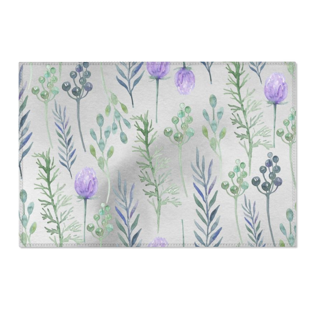 Floral Boho Area Rug | Gray Lavender Green