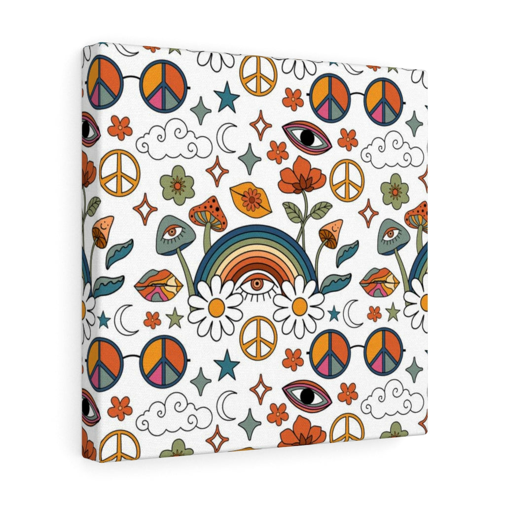 RETRO WALL CANVAS ART | Rainbow White