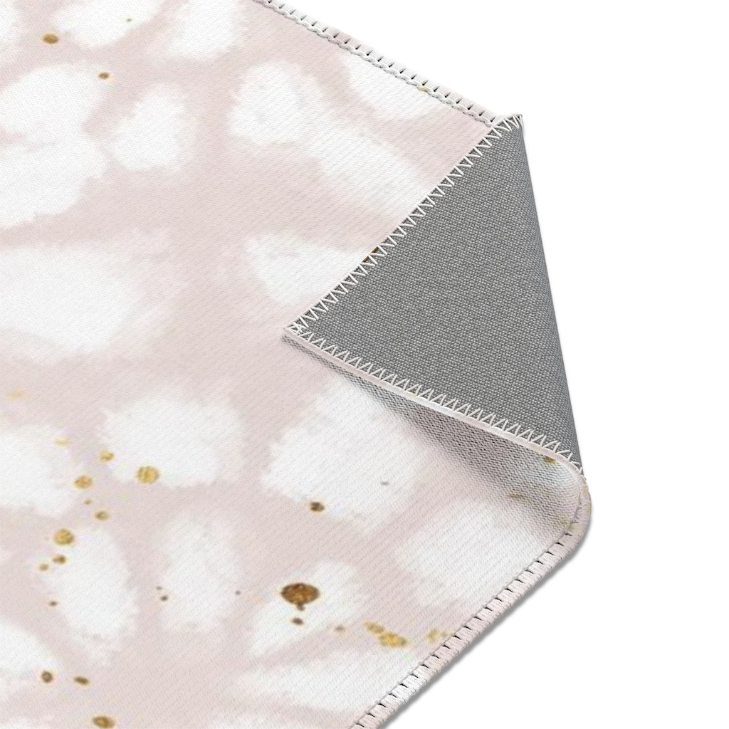 Boho Area Rug | Blush Pink White Gold