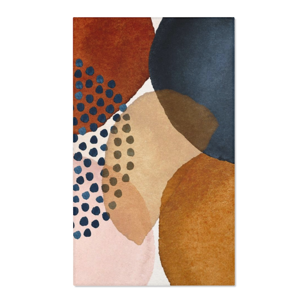 Abstract Area Rug | Rust Navy Orange Pink