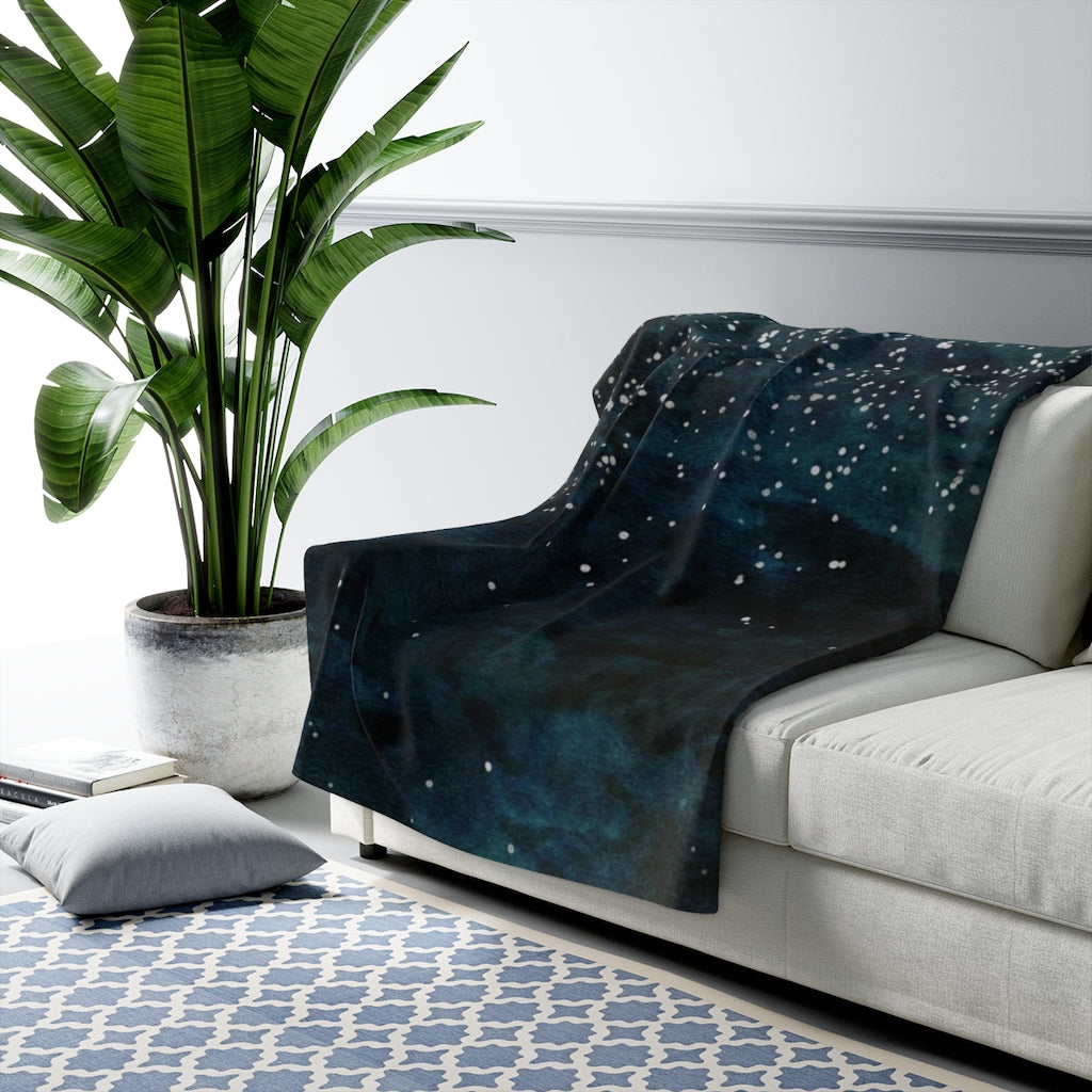Gradient Clouds Comfy Blanket | Green Silver
