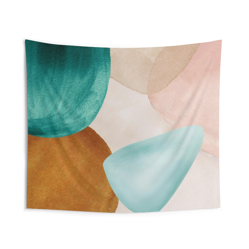 Abstract Tapestry | Beige Blush Pink Teal Green