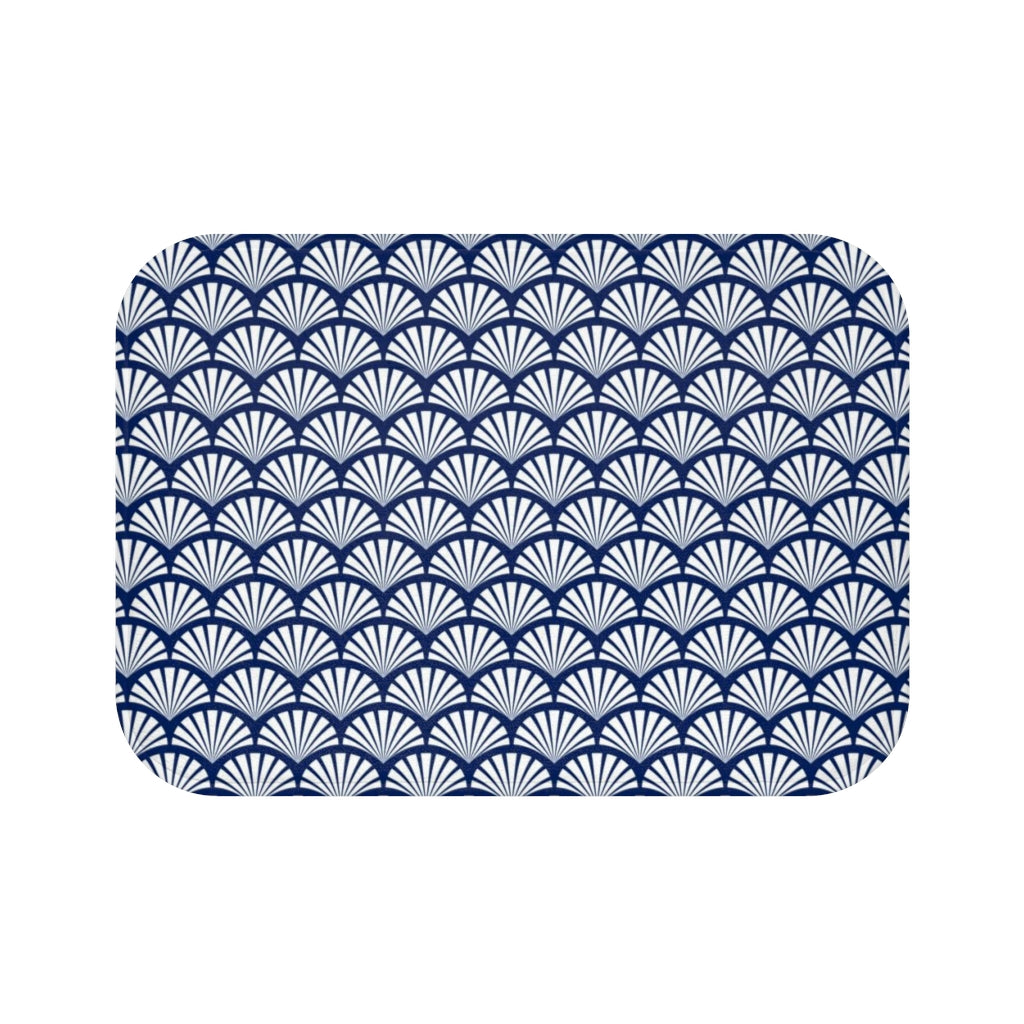 Art Nouveau Bath Mat | Navy White Shell