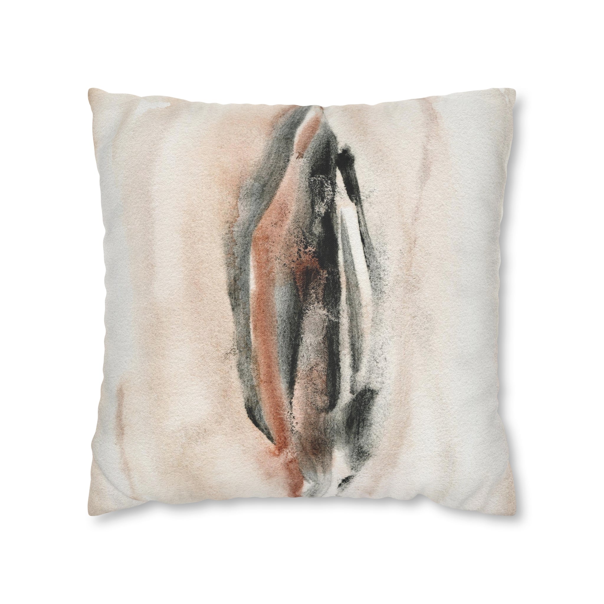 Abstract Pillow Cover | Blush Beige Black Beige Ombre