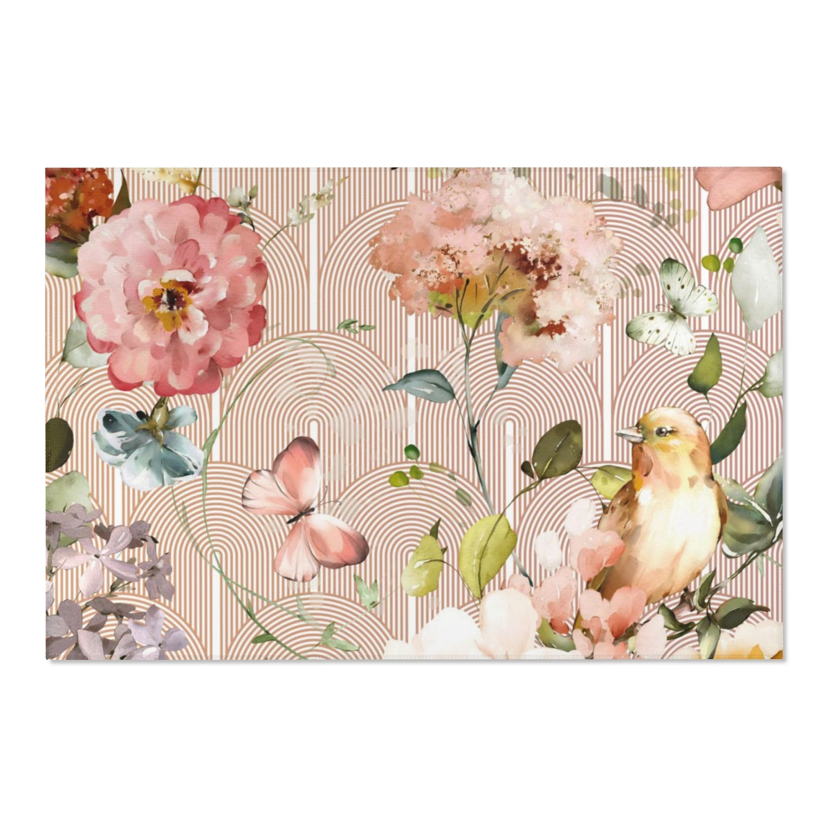 Floral Area Rug | Blush Pink Peach Blossoms