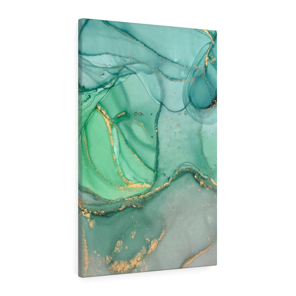 Abstract Canvas Art | Green Gold White