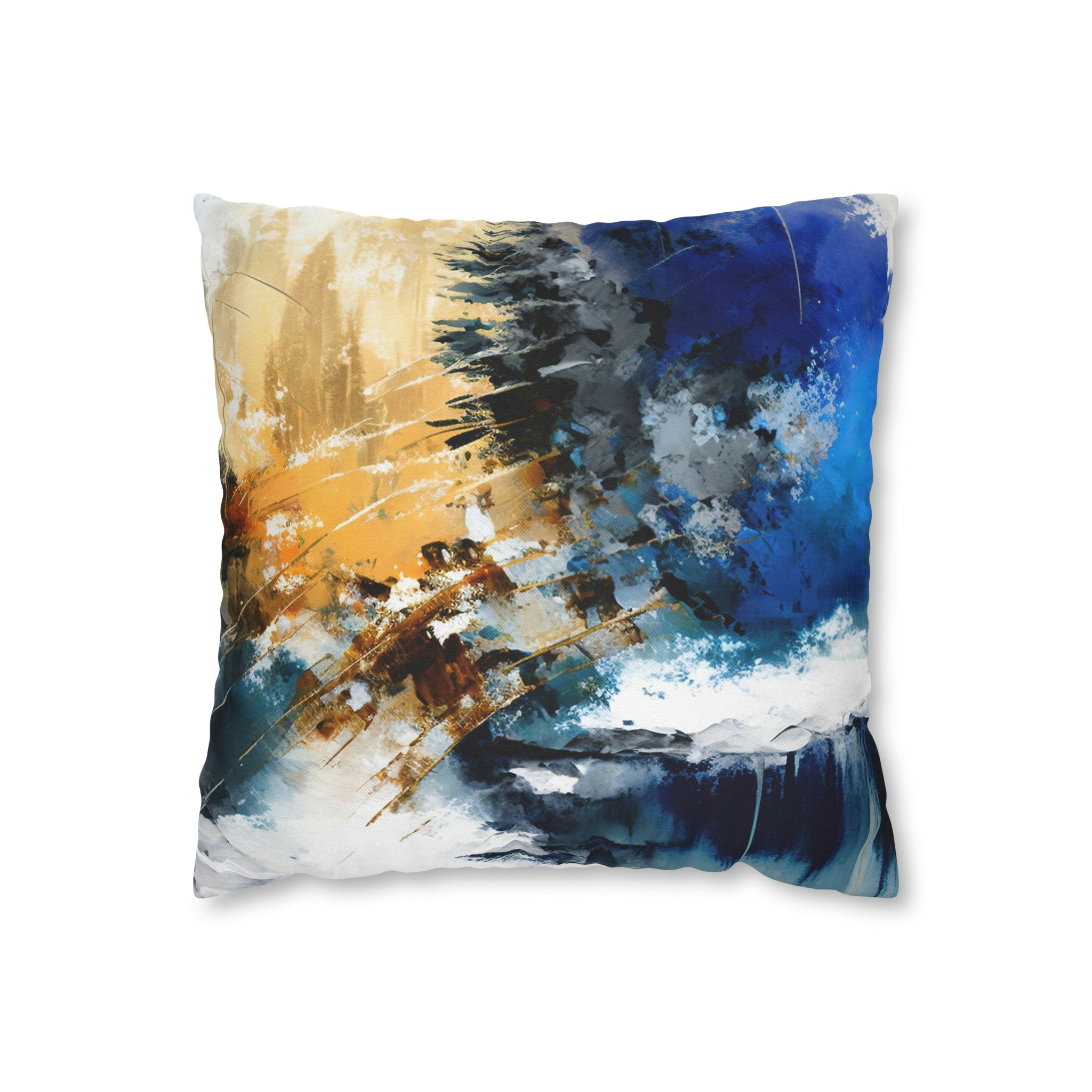 Abstract Pillow Cover | Beige Blue White