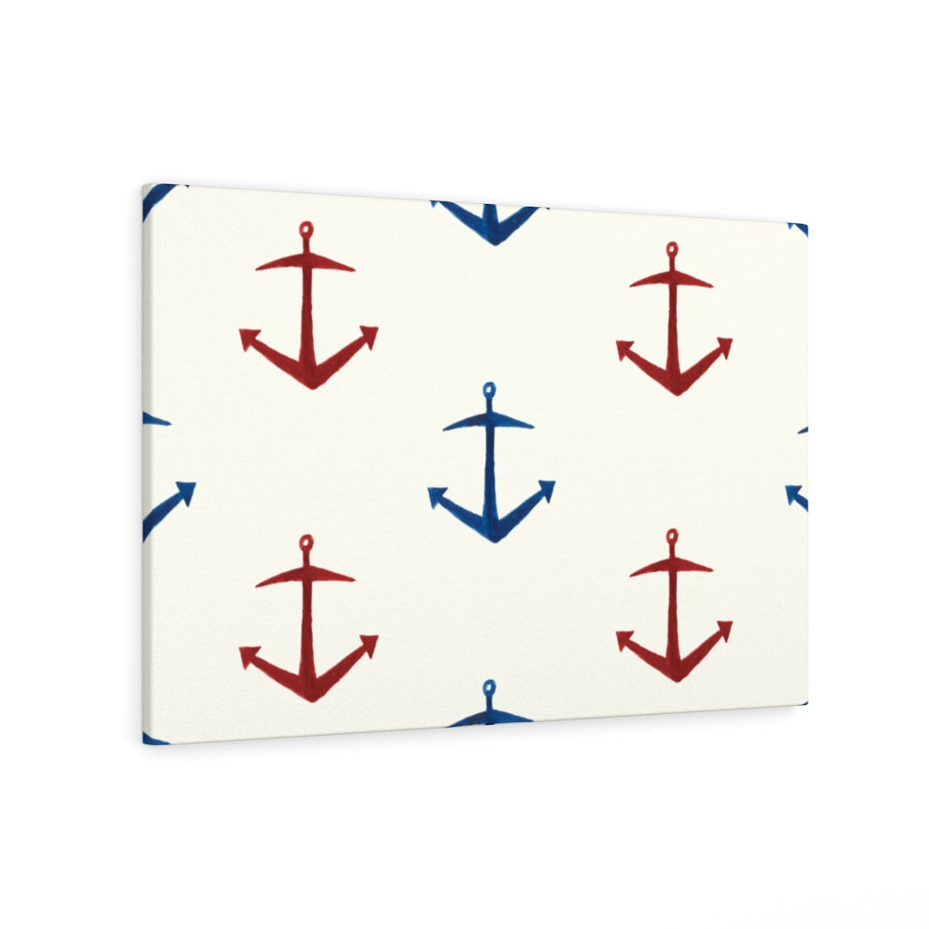 CANVAS ART | White Red Blue Nautical Anchor