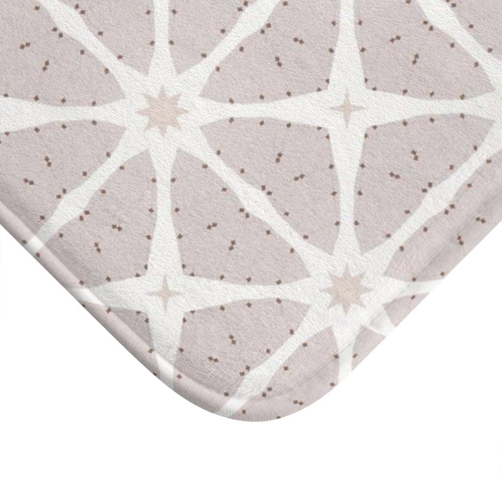 Geometric Bath Mat | Beige Cream White