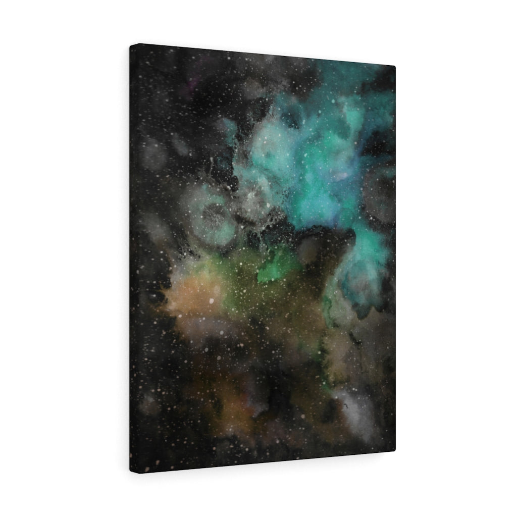 ABSTRACT WALL CANVAS ART | Black Yellow Teal Galaxy