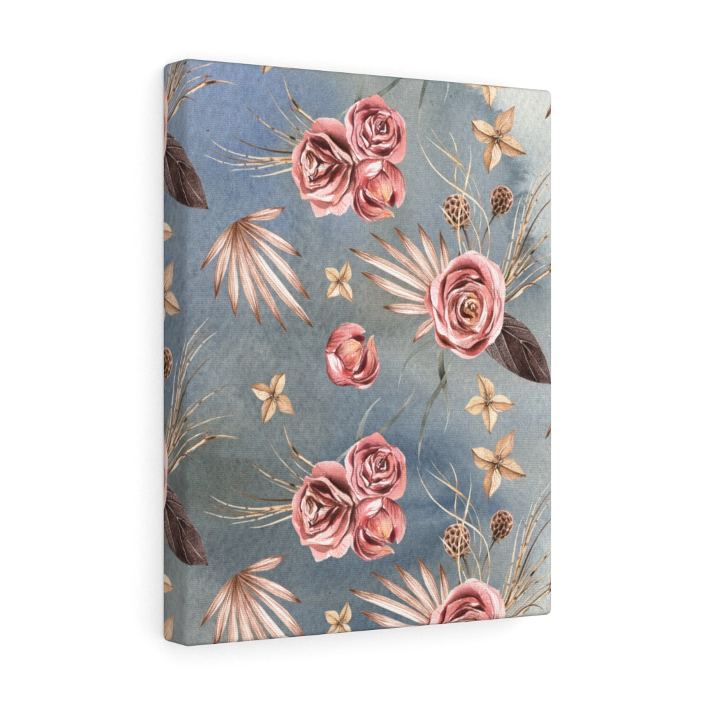FLORAL CANVAS ART | Beige Blue Pink Roses