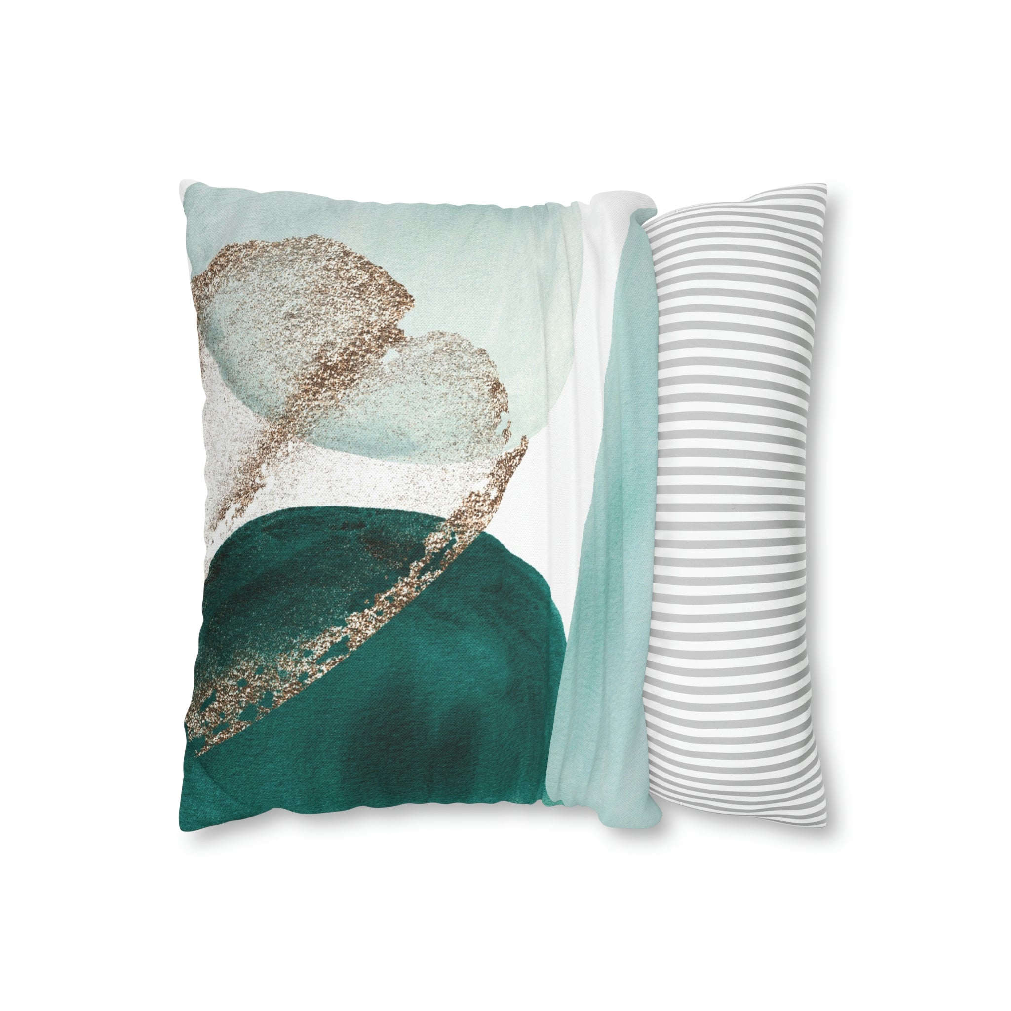 Abstract Boho Pillow Cover | Green Teal Gold