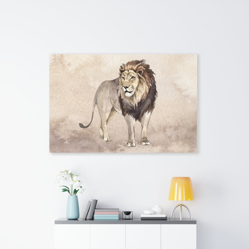 WHIMSICAL WALL CANVAS ART | Beige Watercolor Lion